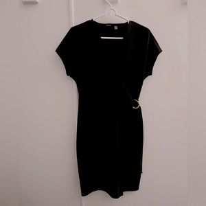 Tahari Black Faux Wrap Dress